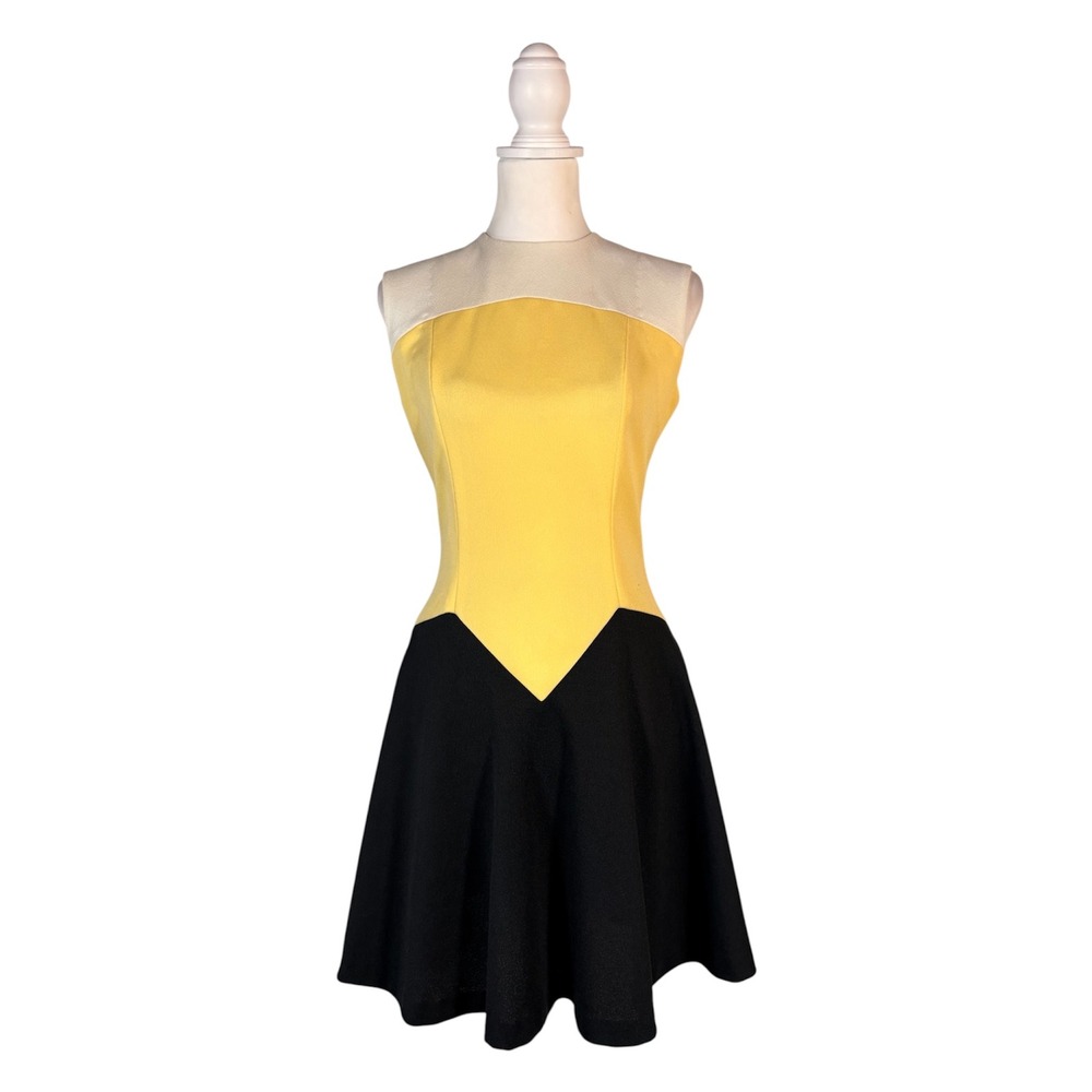 Vintage 60s Mod Dress XS Color Block Mini Gamine Swinging London Retro Space Age